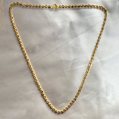 Gold-plated chain necklace with puff marine link design and 24K gold finish – bold and elegant unisex jewelry