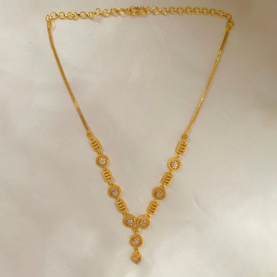 Gold-plated geometric CZ drop necklace – modern and elegant jewelry for women