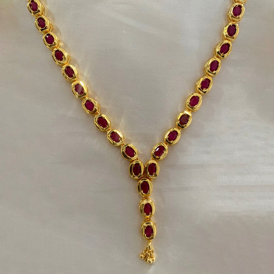 Gold-plated ruby AD stone necklace – perfect for festive occasions, weddings, and ethnic wear