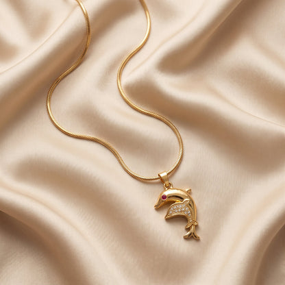 18K Premium Gold Plated Dolphin Pendant Necklace | Anti Tarnish | Skin-Friendly