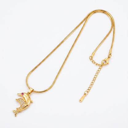 18K Premium Gold Plated Dolphin Pendant Necklace | Anti Tarnish | Skin-Friendly