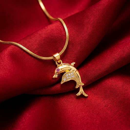 18K Premium Gold Plated Dolphin Pendant Necklace | Anti Tarnish | Skin-Friendly