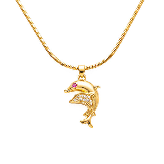 18K Premium Gold Plated Dolphin Pendant Necklace | Anti Tarnish | Skin-Friendly