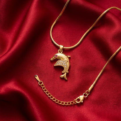 18K Premium Gold Plated Dolphin Pendant Necklace | Anti Tarnish | Skin-Friendly