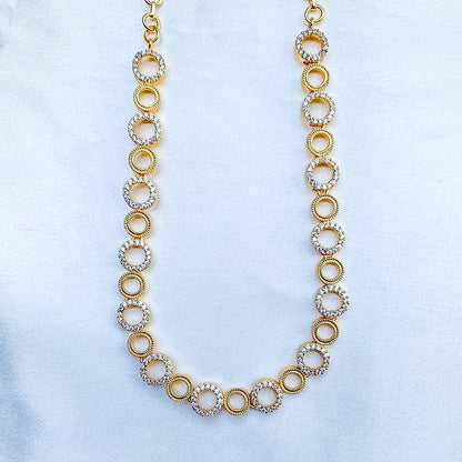 Zytoon Elegant Gold-Plated Circle Link Necklace for Women | Sparkling AD Stone Circle Design | Lightweight Traditional & Western Wear Jewelry