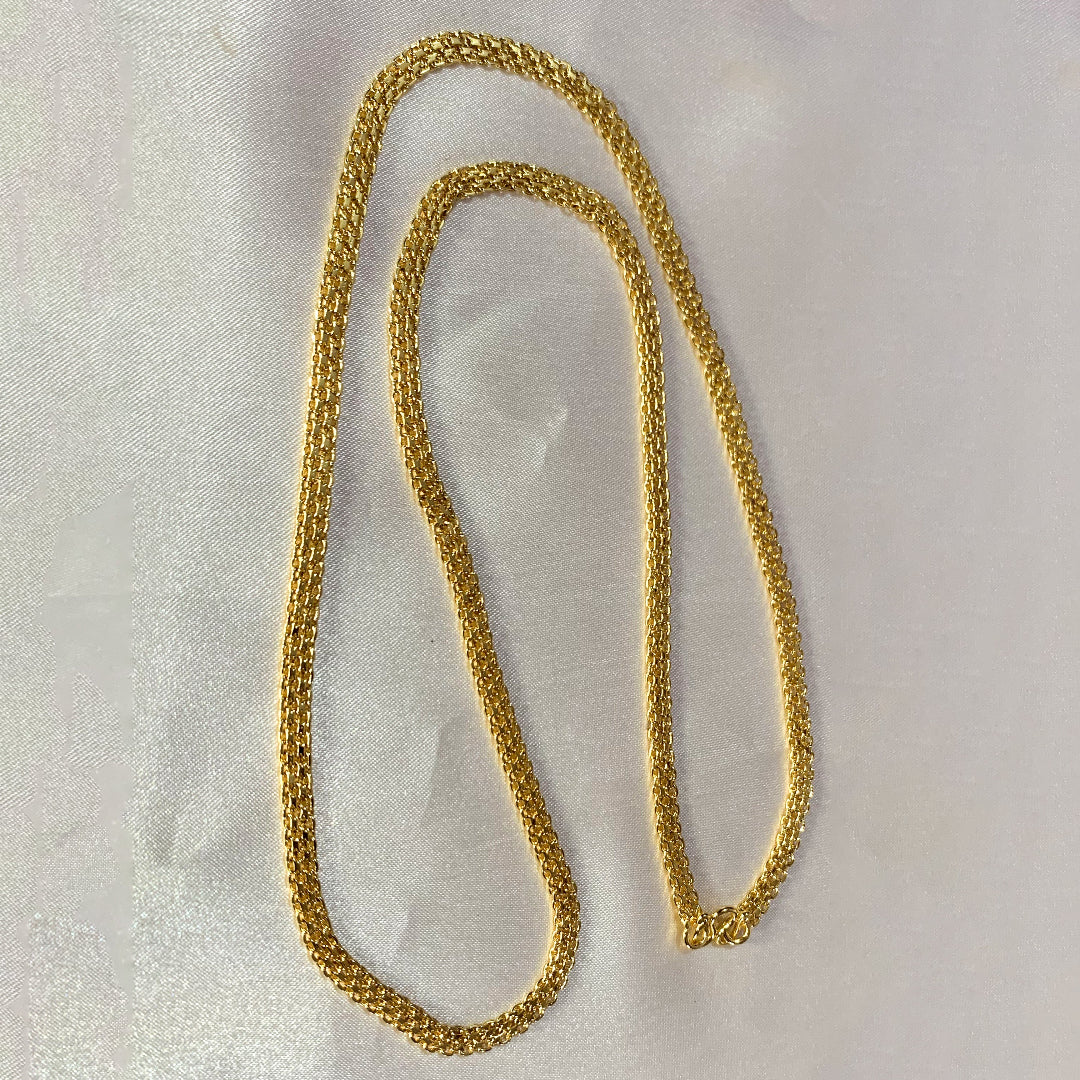 One gram micro gold-plated chain necklace with Bismark link design – elegant unisex jewelry, 60 cm length