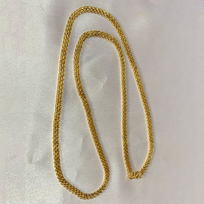 One gram micro gold-plated chain necklace with Bismark link design – elegant unisex jewelry, 60 cm length