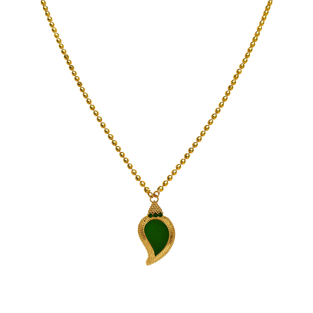 Elegant Gold-Toned Ball Chain Necklace with Manga Palakka Pendant