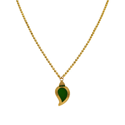 Elegant Gold-Toned Ball Chain Necklace with Manga Palakka Pendant