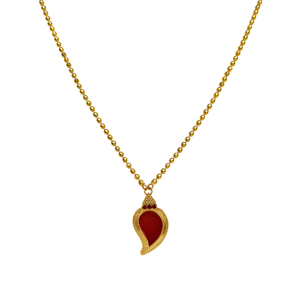 Elegant Gold-Toned Ball Chain Necklace with Manga Palakka Pendant