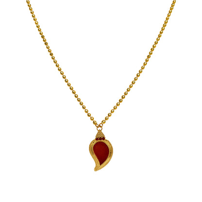 Elegant Gold-Toned Ball Chain Necklace with Manga Palakka Pendant