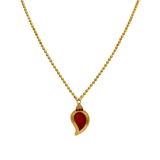 Elegant Gold-Toned Ball Chain Necklace with Manga Palakka Pendant