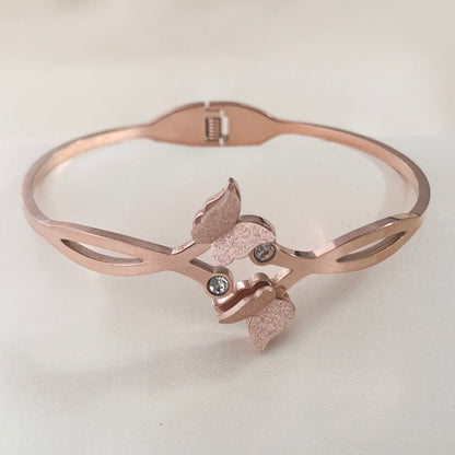Trending Rose gold bracelet with butterfly design 
