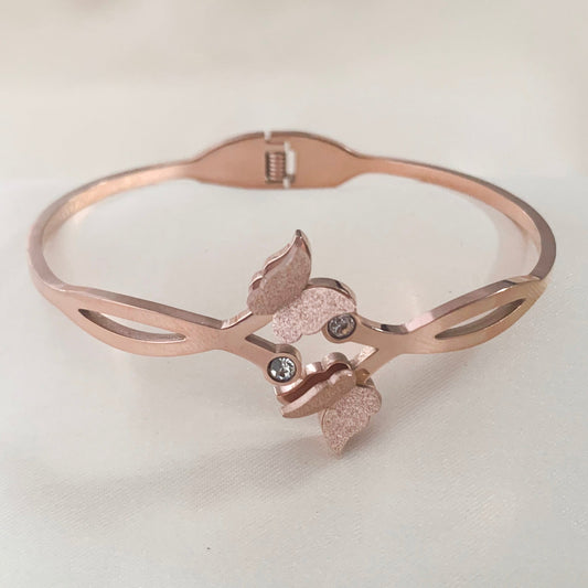 Trending Rose gold bracelet with butterfly design 