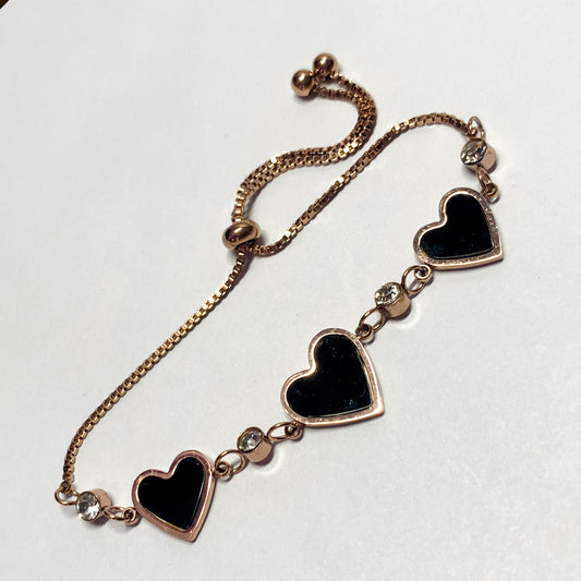 Heart Charms design Rose gold plated bracelet