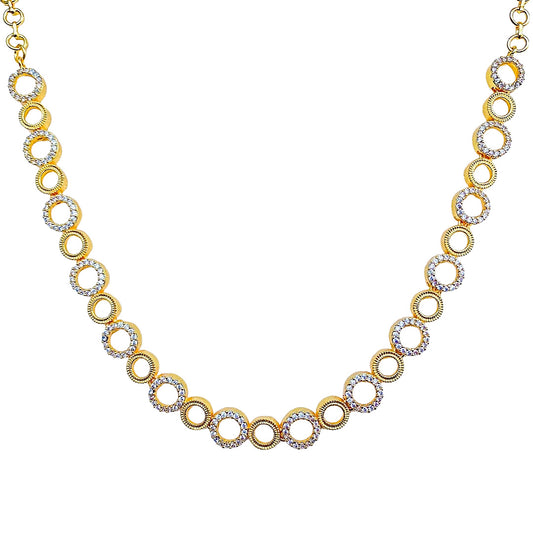 Zytoon Elegant Gold-Plated Circle Link Necklace for Women | Sparkling AD Stone Circle Design | Lightweight Traditional & Western Wear Jewelry