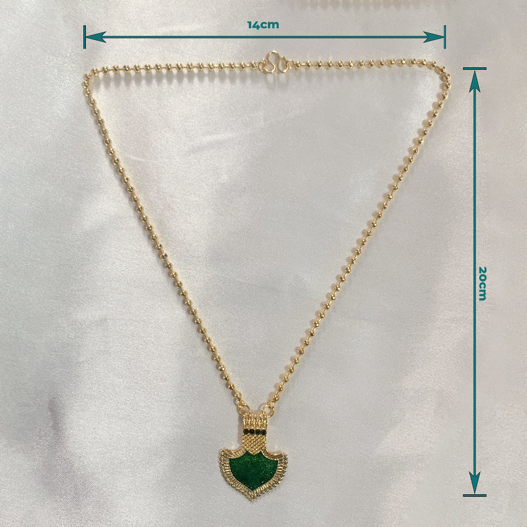 Traditional Palakka pendant necklace with gold-plated ball chain – perfect for Kerala-style festive and bridal looks