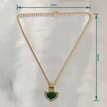 Traditional Palakka pendant necklace with gold-plated ball chain – perfect for Kerala-style festive and bridal looks