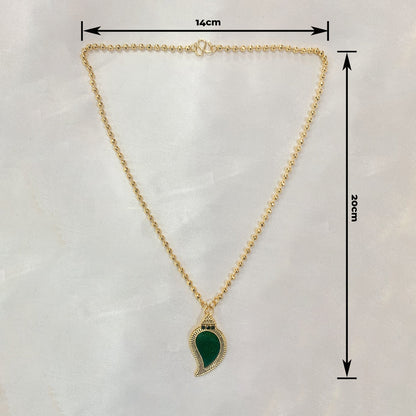Traditional South Indian necklace with gold-toned ball chain and Manga Palakka design – classic jewelry for weddings and cultural events