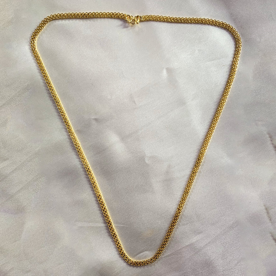 Unisex one gram micro gold-plated Bismark chain – classic daily wear jewelry with intricate link design