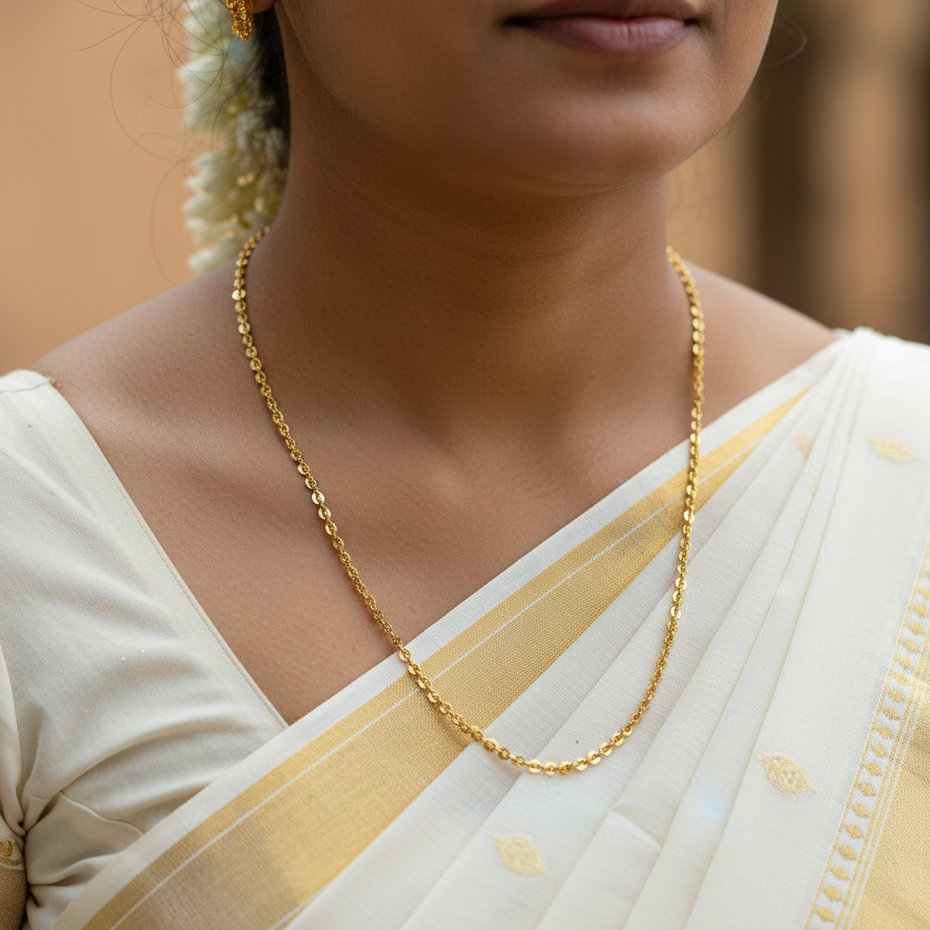 Unisex puff marine link gold-plated necklace with rich 24K finish – perfect for daily wear or special occasions