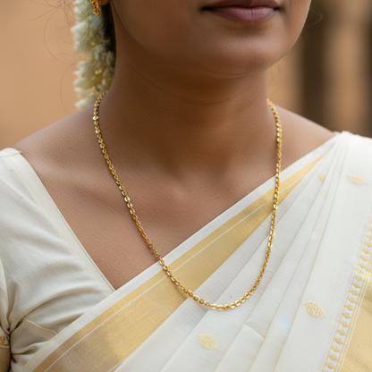 Unisex puff marine link gold-plated necklace with rich 24K finish – perfect for daily wear or special occasions