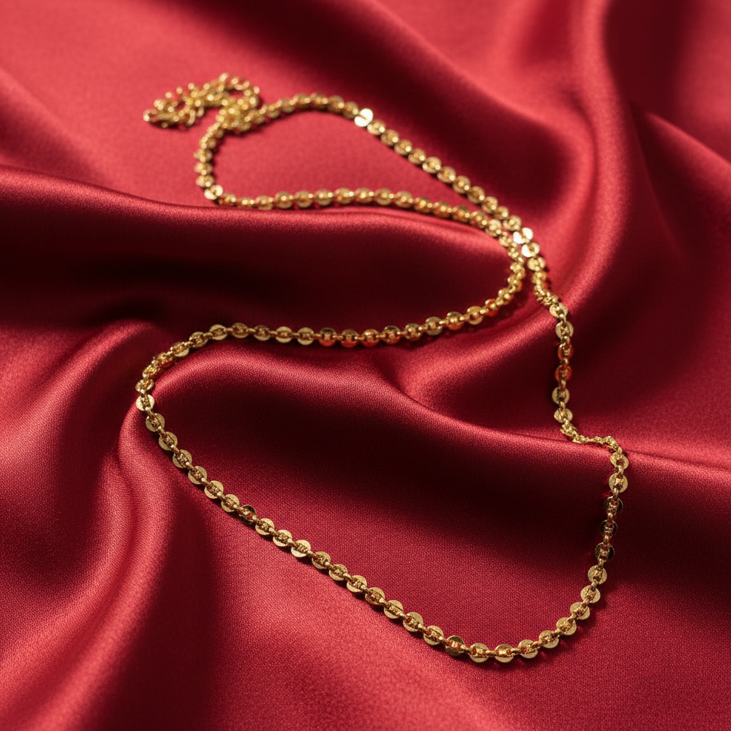 Unisex puff marine link gold-plated necklace with rich 24K finish – perfect for daily wear or special occasions