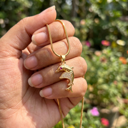 18K Premium Gold Plated Dolphin Pendant Necklace | Anti Tarnish | Skin-Friendly