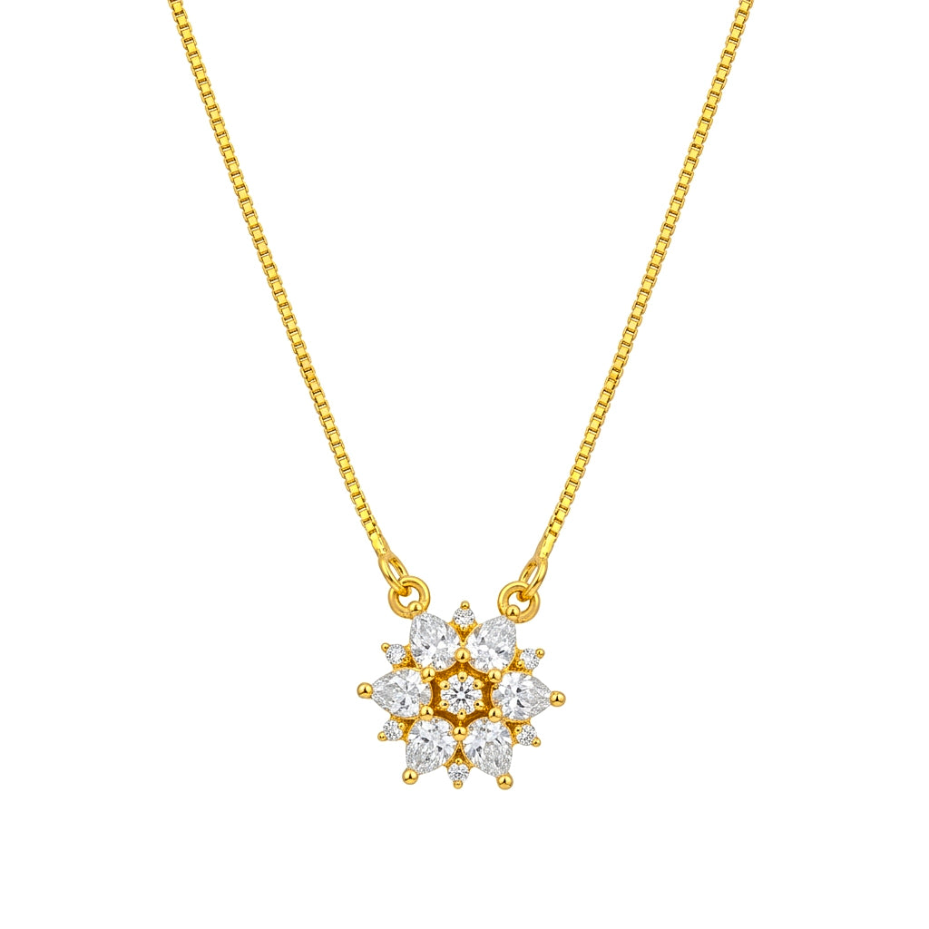 Elegant Pink Floral Pendant Necklace for Women and Girls | 22K Gold Plated