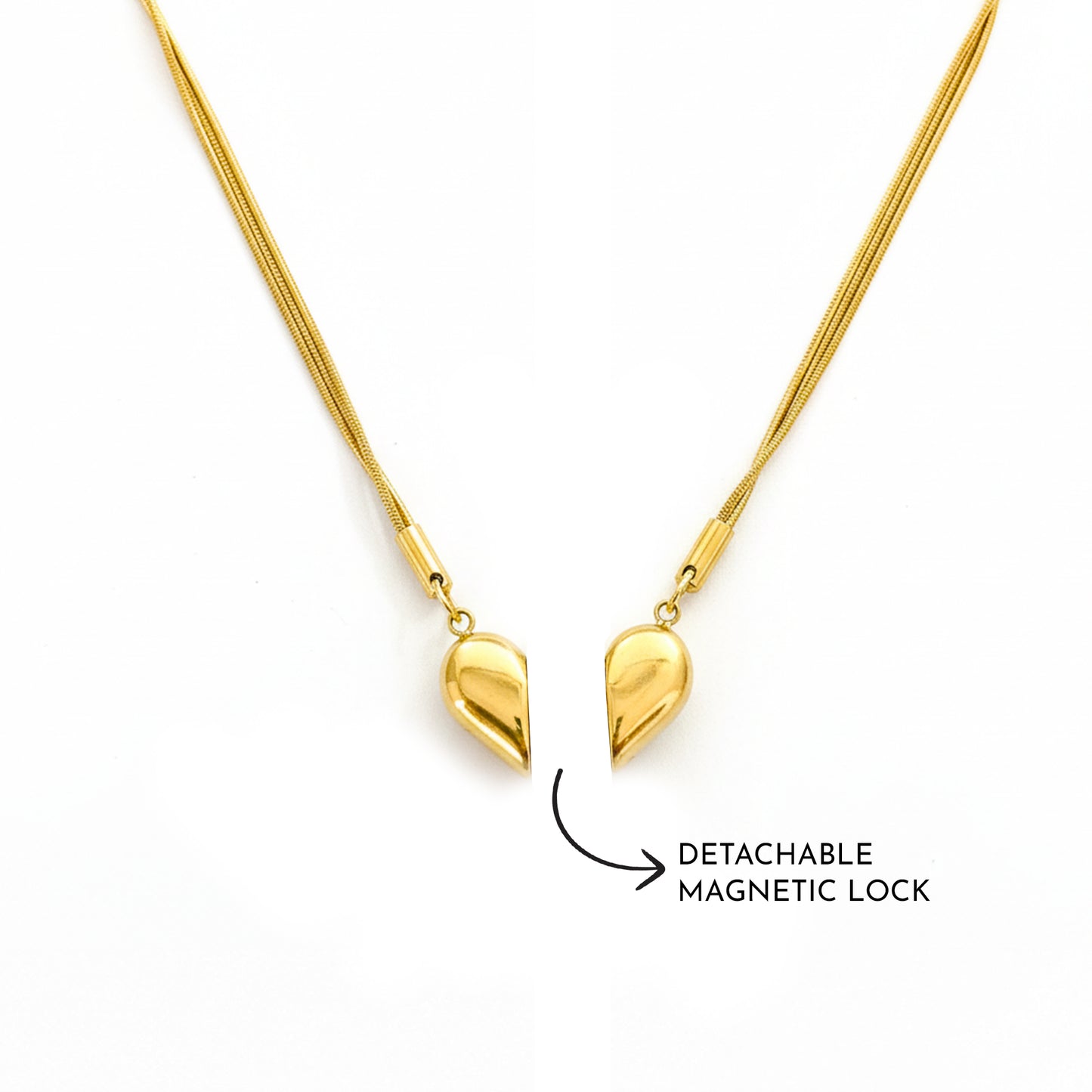 Magnetic Heart Lock Necklace – 18K Premium Gold Plated | Anti Tarnish