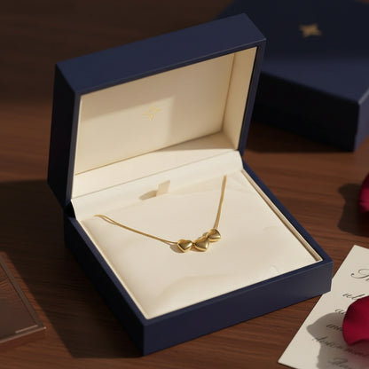 18K Gold Plated Triple Heart Pendant Necklace for Women & Girls | Elegant Daily Wear Chain