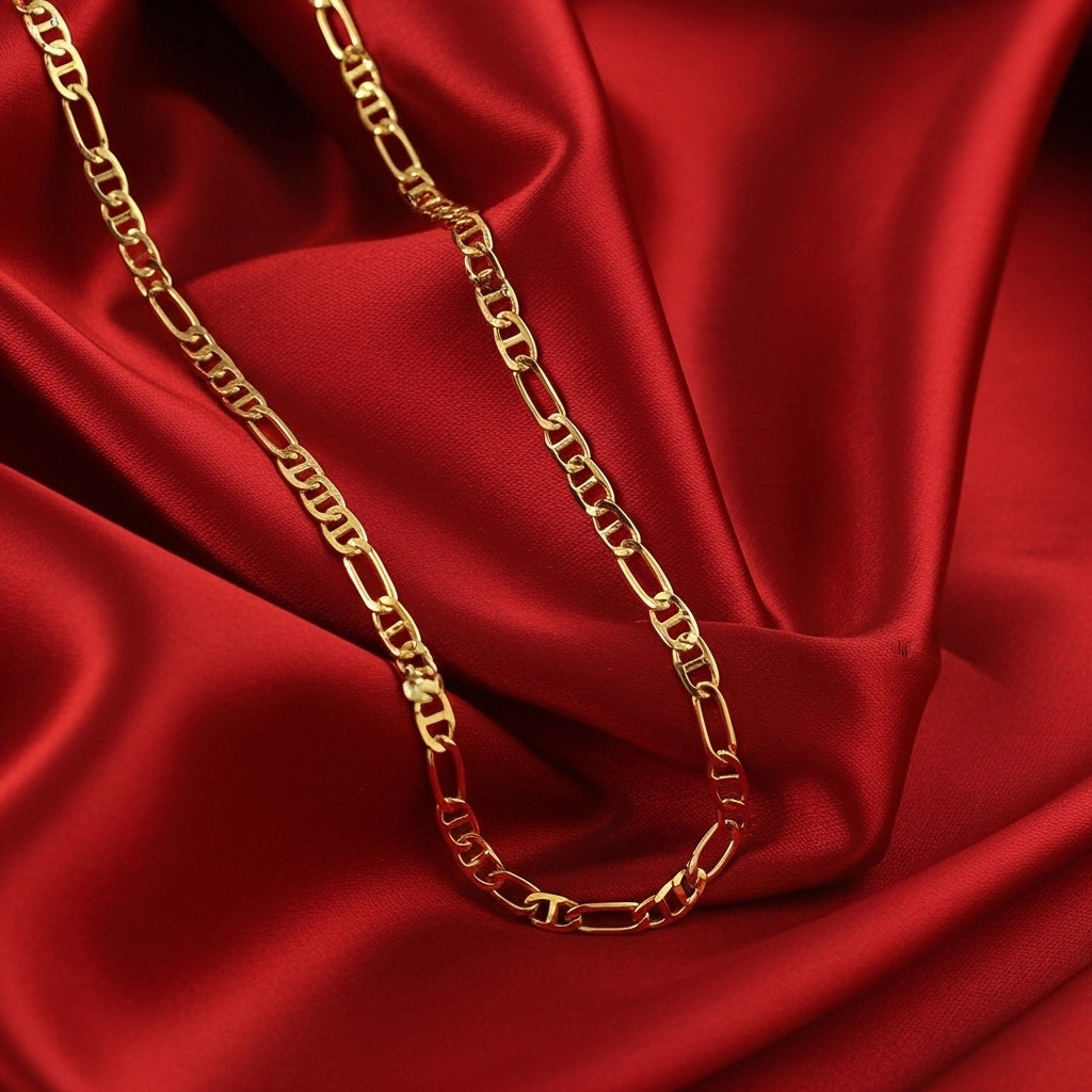 one gram gold plated figaro chain