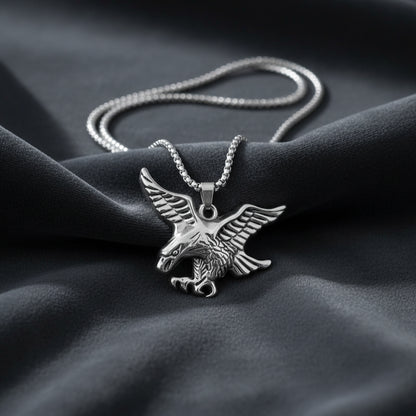 Stainless Steel Flying Eagle Pendant Necklace for Men
