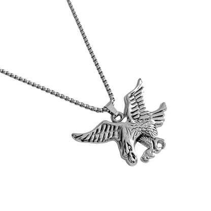 Stainless Steel Flying Eagle Pendant Necklace for Men