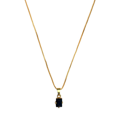 Gold-Plated Box Chain Necklace with Rectangle CZ Pendant | Minimal Everyday Jewellery for Women & Girls