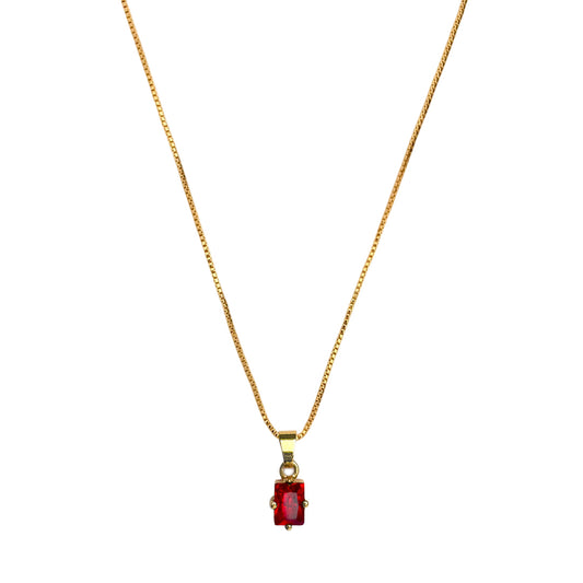 Gold-Plated Box Chain Necklace with Rectangle CZ Pendant | Minimal Everyday Jewellery for Women & Girls