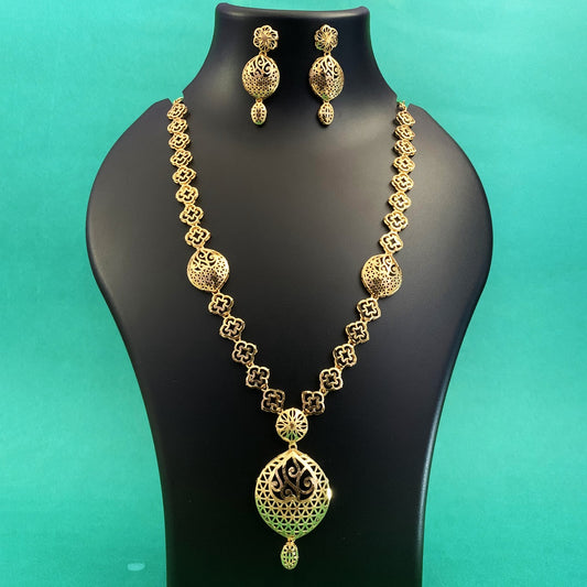 Gold Plated Designer Pendant Necklace Set with Earrings | Traditional Ethnic Jewellery for Women & Girls