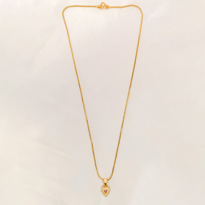 Gold Plated Heart Pendant Necklace with Sparkling Stones | Elegant Chain Jewellery for Women & Girls