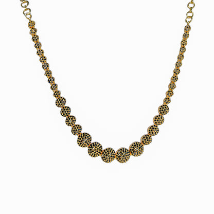 Elegant Gold-Plated Round AD Necklace with Black Stones for Women