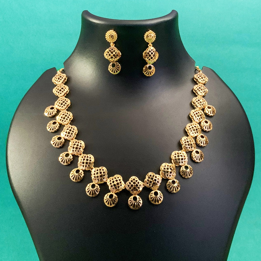 Gold Plated Traditional Necklace Set with Earrings | Indian Festive & Wedding Jewellery for Women & Girls