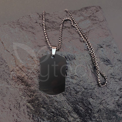 Mens Black Stainless Steel Dog Tag Pendant Chain