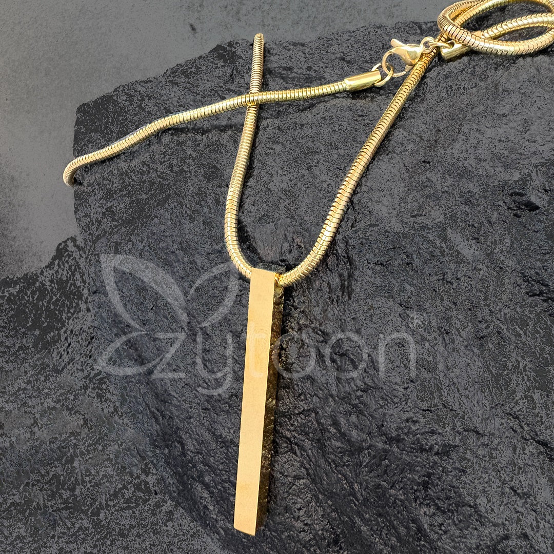 Men’s Gold-Plated Stainless Steel Bar Pendant Necklace | Sleek & Minimalist