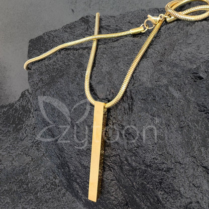 Men’s Gold-Plated Stainless Steel Bar Pendant Necklace | Sleek & Minimalist