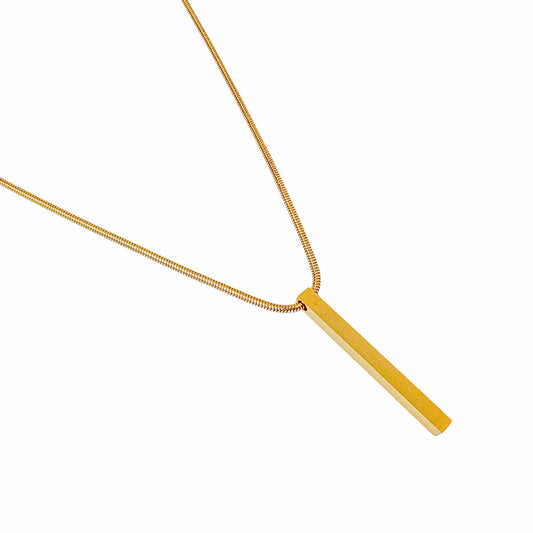 Men’s Gold-Plated Stainless Steel Bar Pendant Necklace | Sleek & Minimalist