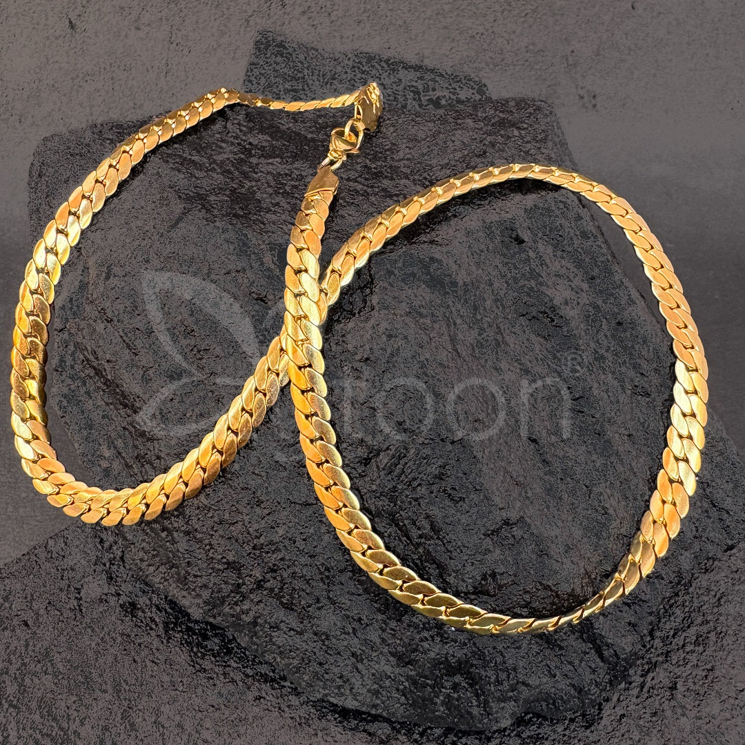 Men's Gold Plated Curb Chain Necklace - Classic Cuban Link