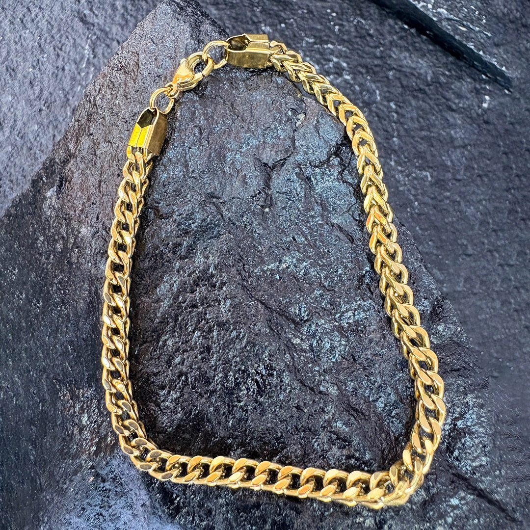 Men's Gold-Plated Cuban Link Chain Bracelet – Classic Style