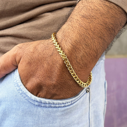 Men's Gold-Plated Cuban Link Chain Bracelet – Classic Style