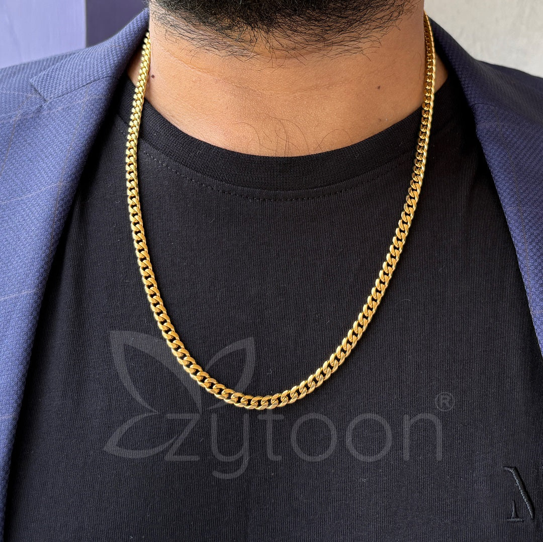 Men's Gold Plated Curb Chain Necklace – Classic Cuban Link