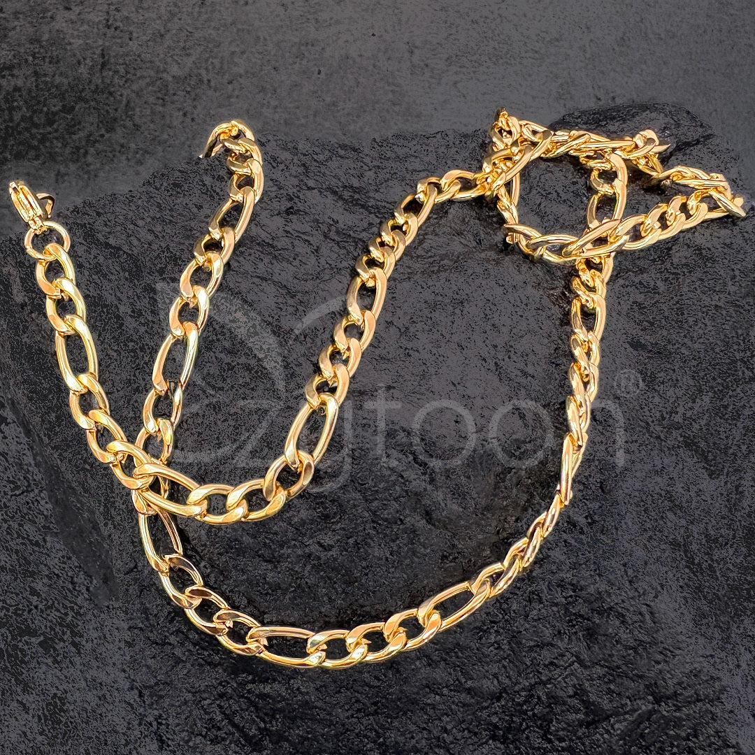 Men's Gold Plated Figaro Chain Necklace – Classic Italian Design