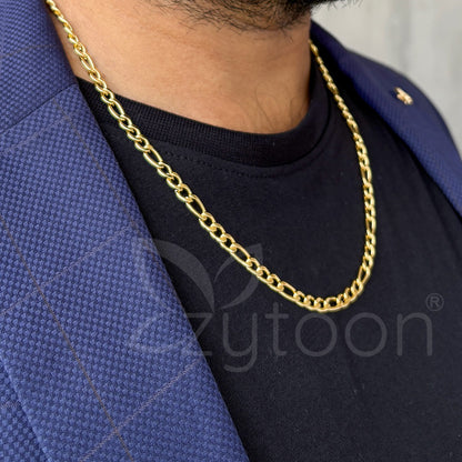Men's Gold Plated Figaro Chain Necklace – Classic Italian Design